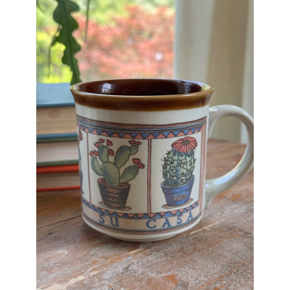 Vintage‎ Otagiri Figi Graphics Cactus Mug Mi Casa Es Su Casa Japan Stoneware Cup